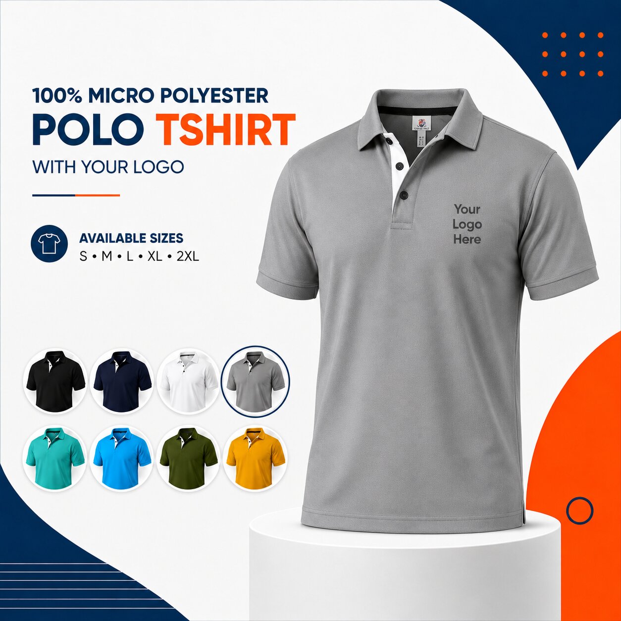 Custom dry-fit polyester T-shirt with logo colour option