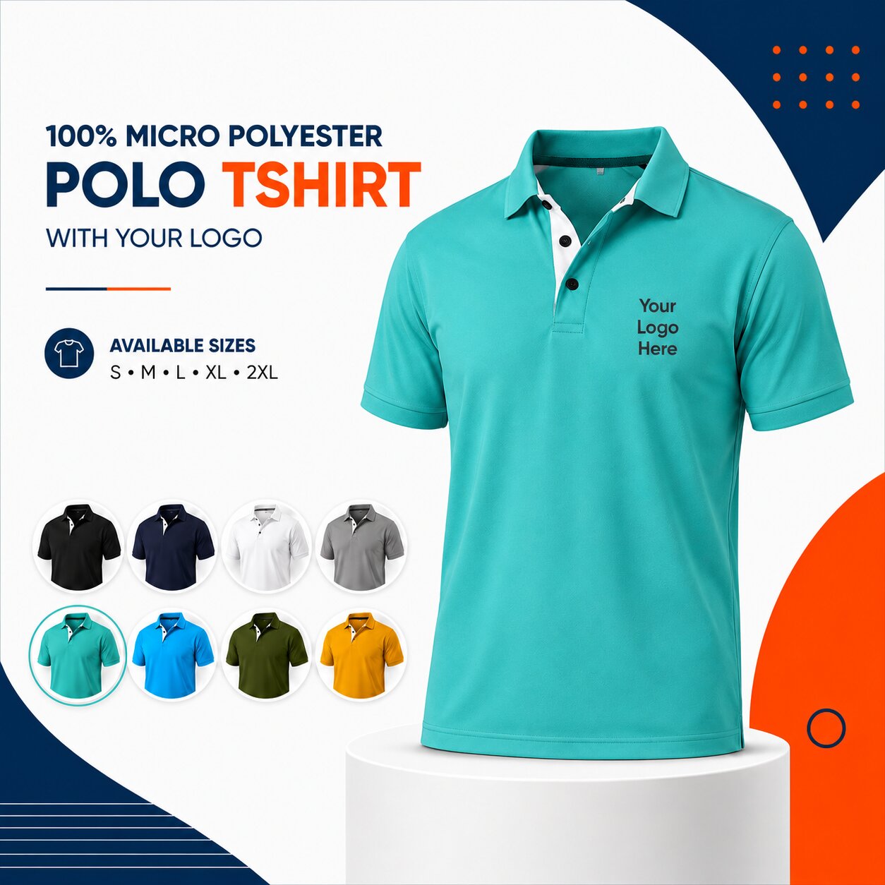 Custom micro polyester T-shirt with logo colour variant